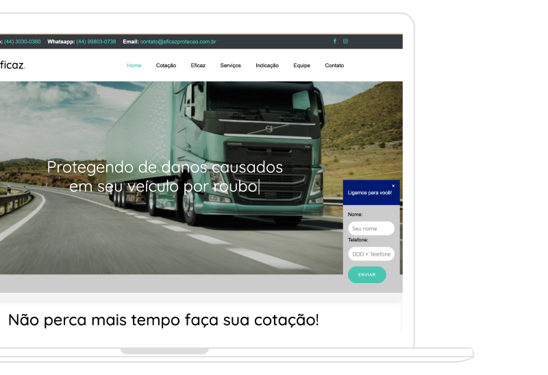 Computador com imagem do site eficazrepresentação.com.br
